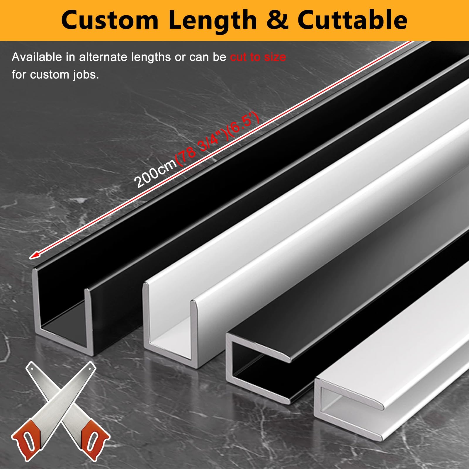 Cabinas de ducha de panel fijo con canal en U para vidrio de 6 a 12 mm de grosor, inserciones de puerta de partición de balcón, baño, cocina, perfil de montaje en suelo, paquete de 10