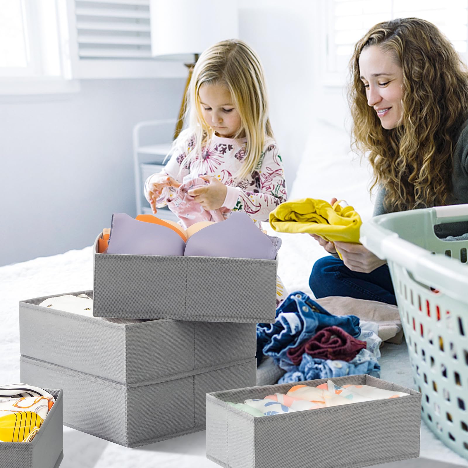 Confezione per la famiglia: organizer per cassetti e vestiti, confezione da 20 contenitori per vestiti dei bambini, organizer per biancheria intima, reggiseni, calzini, organizer in tessuto per