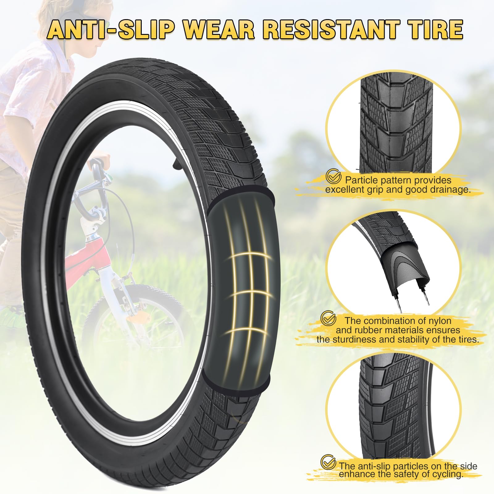 ZUKKA 2 pneumatici pieghevoli 20/24/26/27,5 x 2,40 e 2 pezzi 20/24/26/27,5 pollici, tubo AV35 mm, valvola per bicicletta per bambini, mountain bike, MX Freestyle