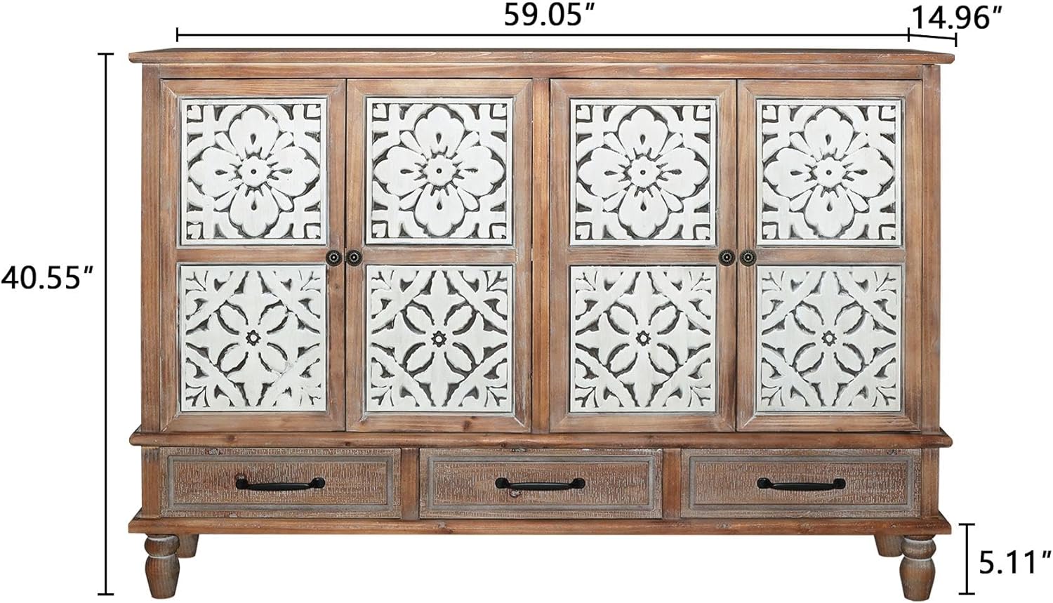 Hallway Cabinet - Solid Wood Farmhouse Storage Cabinet,Vintage Entry Way Cabinet with Storage,French Country Sideboard Buffet with Doors and Shelves