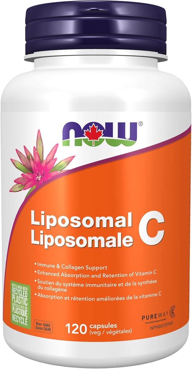 NOW NOW Supplements, Liposomal Vitamin C, Immune & Collagen Support, 120 Veg Capsules