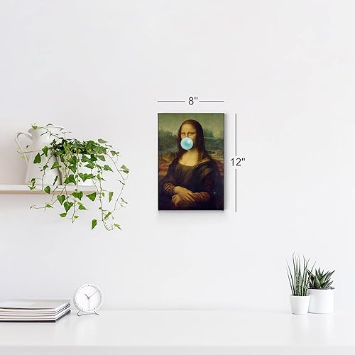 Miniatura 5 de Smile Art Design Leonardo Da Vinci, obra maestra de Mona Lisa, arte de goma de mascar de color verde azulado y azul, pinturas modernas, arte de