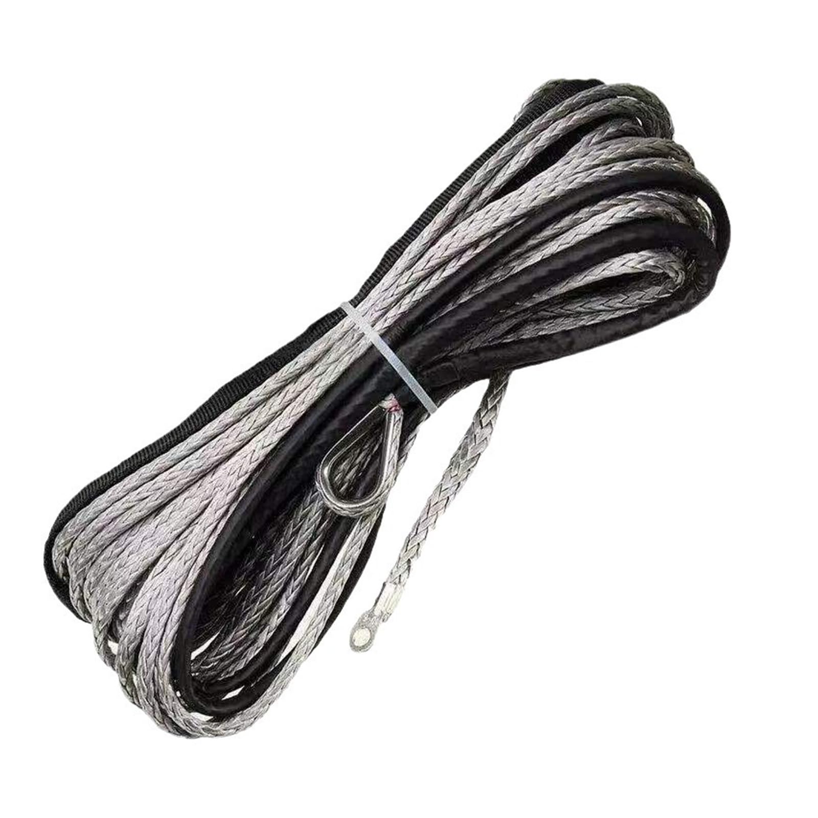 Zestaw syntetycznej liny do wyciągarek samochodowych 5 mm x 15 m, 2, tony, wytrzymała lina przyczepy ATV UTV Off Road Duża pojemność(Gray)