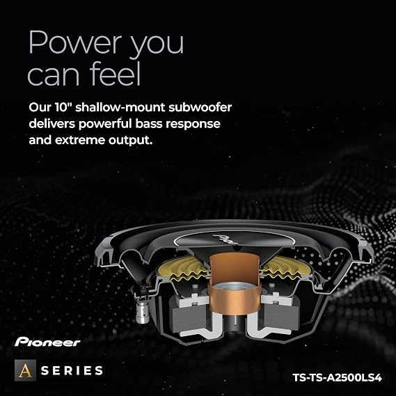 Pioneer A-Series TS-A2500LS4 10 Subwoofer 1200W Max, Shallow-Mount Design, Deep Bass in Tight Spaces