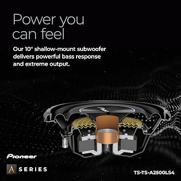 Pioneer A-Series TS-A2500LS4 10 Subwoofer 1200W Max, Shallow-Mount Design, Deep Bass in Tight Spaces