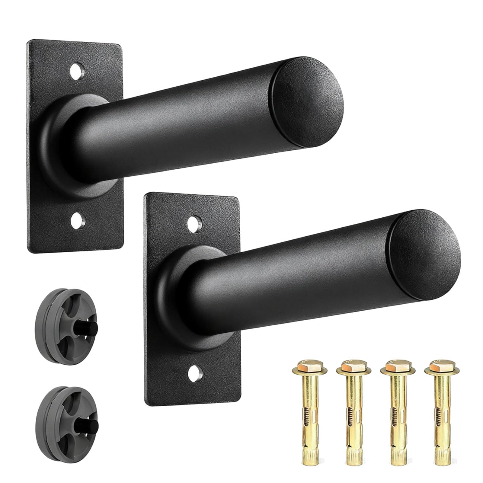 Aisny 2 Pack Modern Black Wall-Mounted Steel Weight Plate Rack, 50MM, 250kg Max Capacity