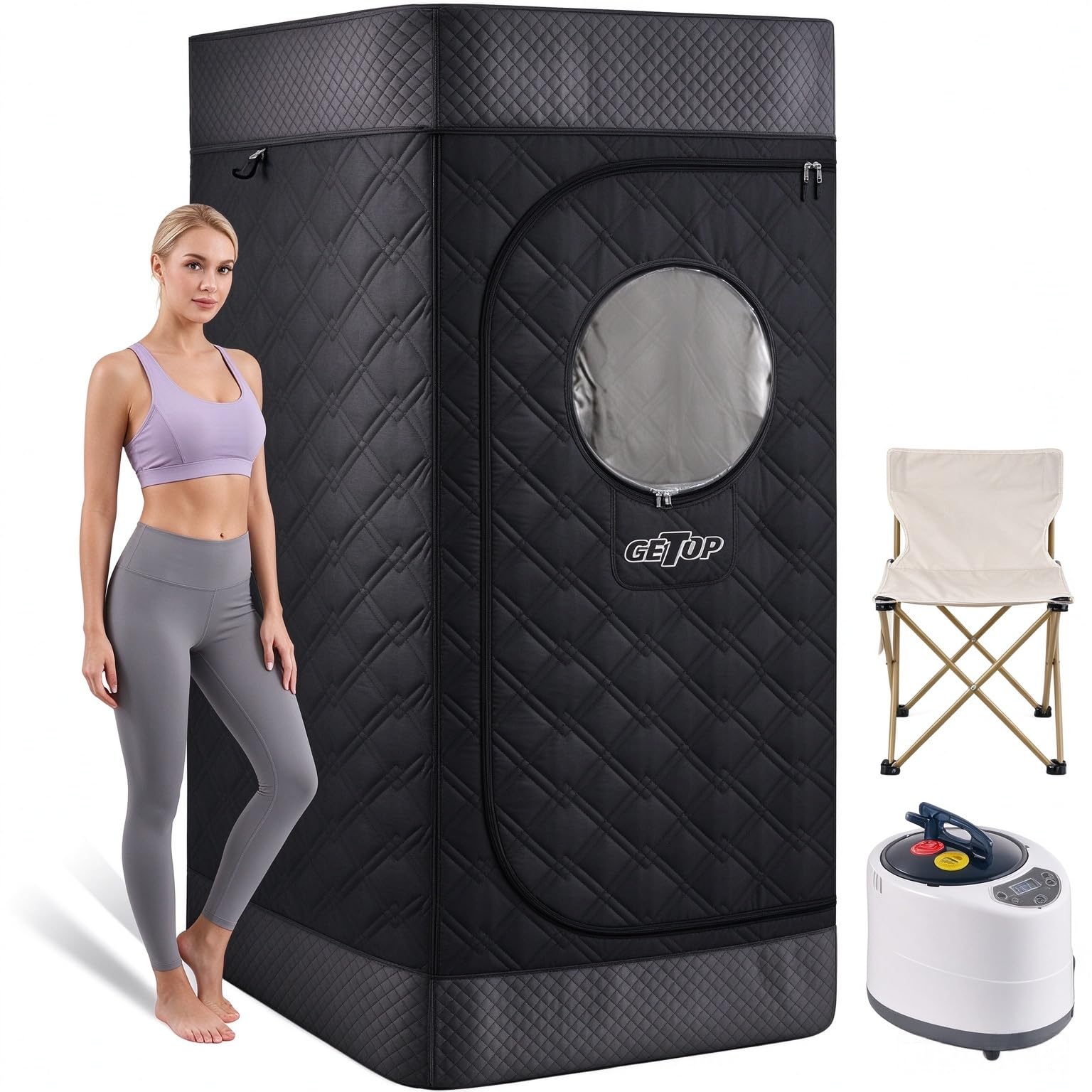 Getop Portable Steam Sauna Box for Home, Personal Saunas Tent with Steamer | 9 Heat Level…