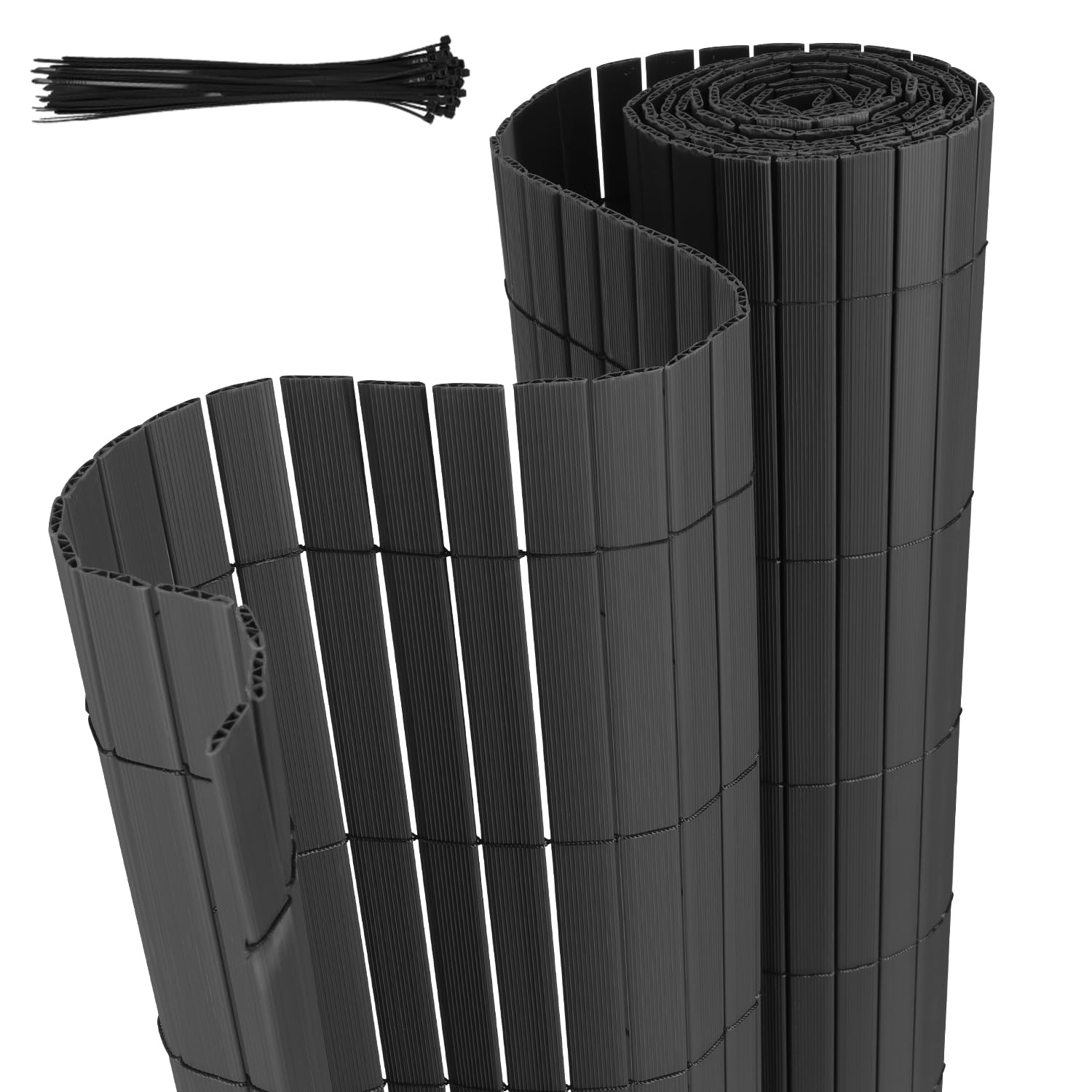 Pellicola frangivista in PVC, 90 x 400 cm, con fascette, lamelle rinforzate, protezione dal vento per balcone, giardino e terrazza, colore: antracite