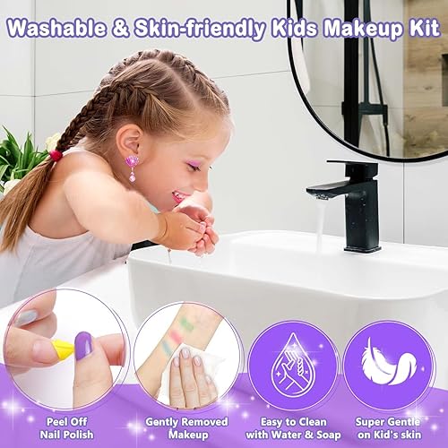 Miniatura 6 de Juguetes para niñas, kit de maquillaje lavable para niñas, juguetes para niñas de 3, 4, 5, 6, 7, 8, 9, 10, 11, 12 años, regalos de sirena,