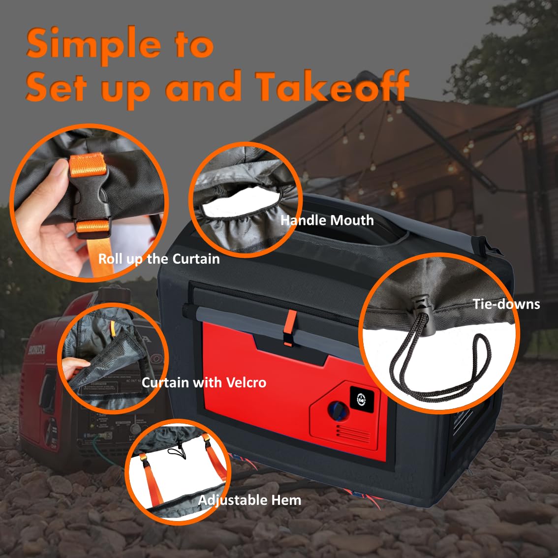 Copertura Per Generatore Honda EU2200i/Yamaha 2000 - Impermeabile, Poliestere 600D, Con Apertura Per Trasporto - Foto 9