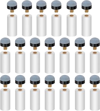 Vefungyan 20 Set Billiard Cues Tips Replacement 20pcs White Pool Cue Stick Ferrules, Screw On Pool Cue Tips Pool Stick Tips