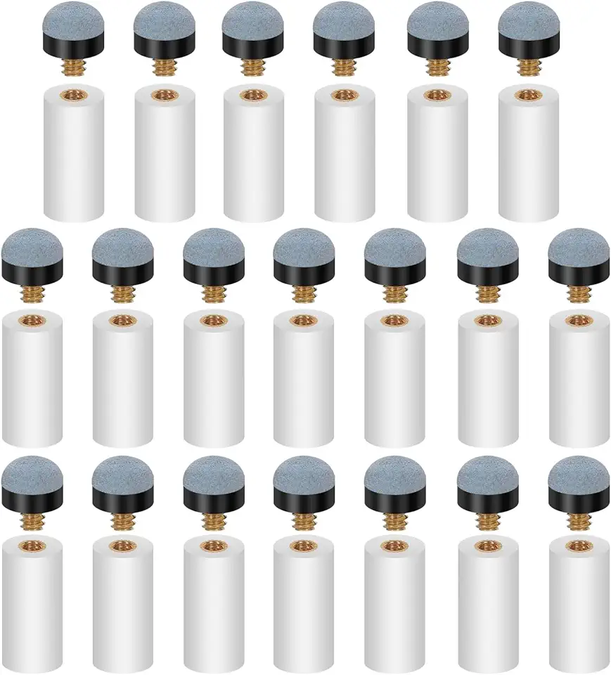 Vefungyan Conjunto de 20 pontas de tacos de bilhar de substituição: 20 peças de virolas brancas para taco de sinuca, pontas de taco de sinuca rosqueadas