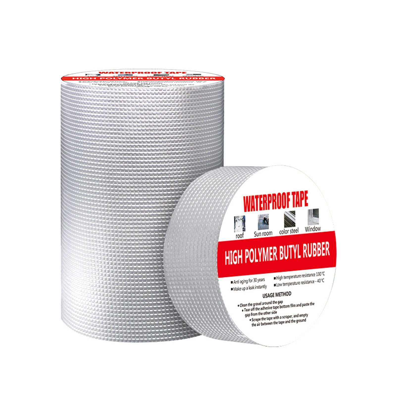 Cinta de butilo Impermeable Rollo Autoadhesivo Tira de Sellado de Papel de Aluminio Color Acero Material de reparación de Fugas de tuberías de Cocina y Techo-Cinta Selladora para Diversas Superficies