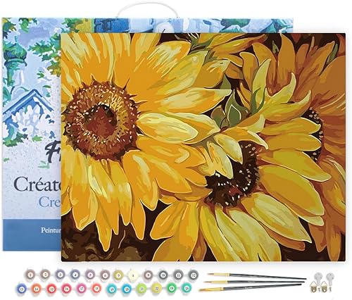 Vista 155 de Figured'Art - Juego de pintura por números, lienzo enrollado sin marco, para manualidades, para adultos, 16 x 20 pulgadas, jarrón de peonías