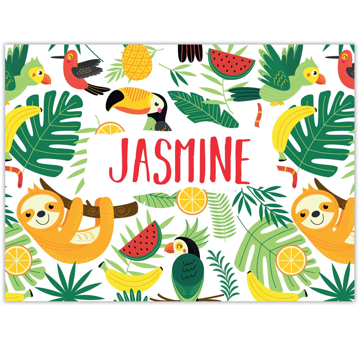 Paper Themes Personalised Messy Mat Plastic Table Cloth Wipe Clean Protect your table and floor from spills and accidents ((M) 75 x 55 cm, Tropical Animals)