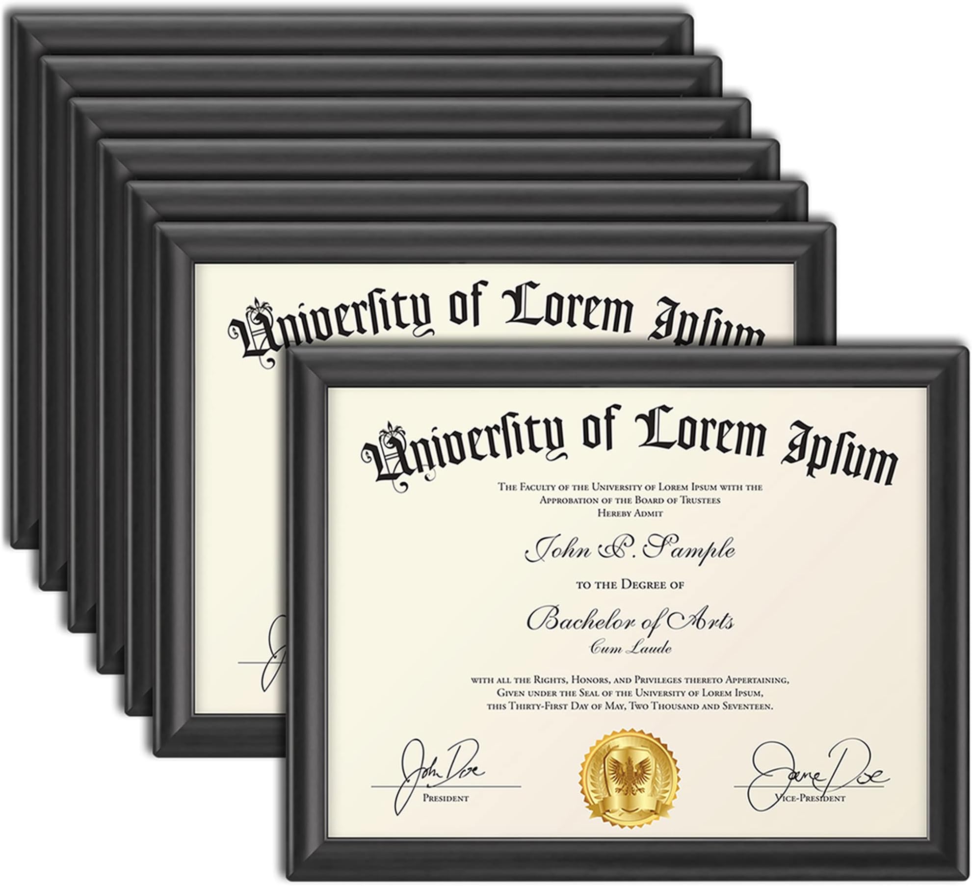 Icona Bay 8.5x11 Certificate Frames - Black, 12 Pack - Contemporary Diploma Frames 8.5 x 11 - Composite Wood Document Frames for Walls or Table Top - Lakeland Collection