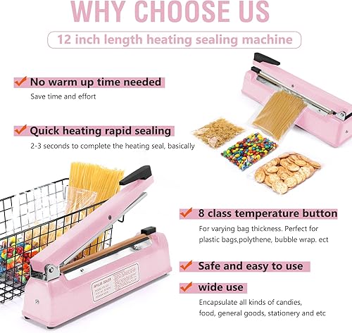 Vista 40 de METRONIC Sellador de impulso de 16 pulgadas, máquina selladora térmica manual para bolsas de plástico, selladores de bolsas retráctiles, máquina