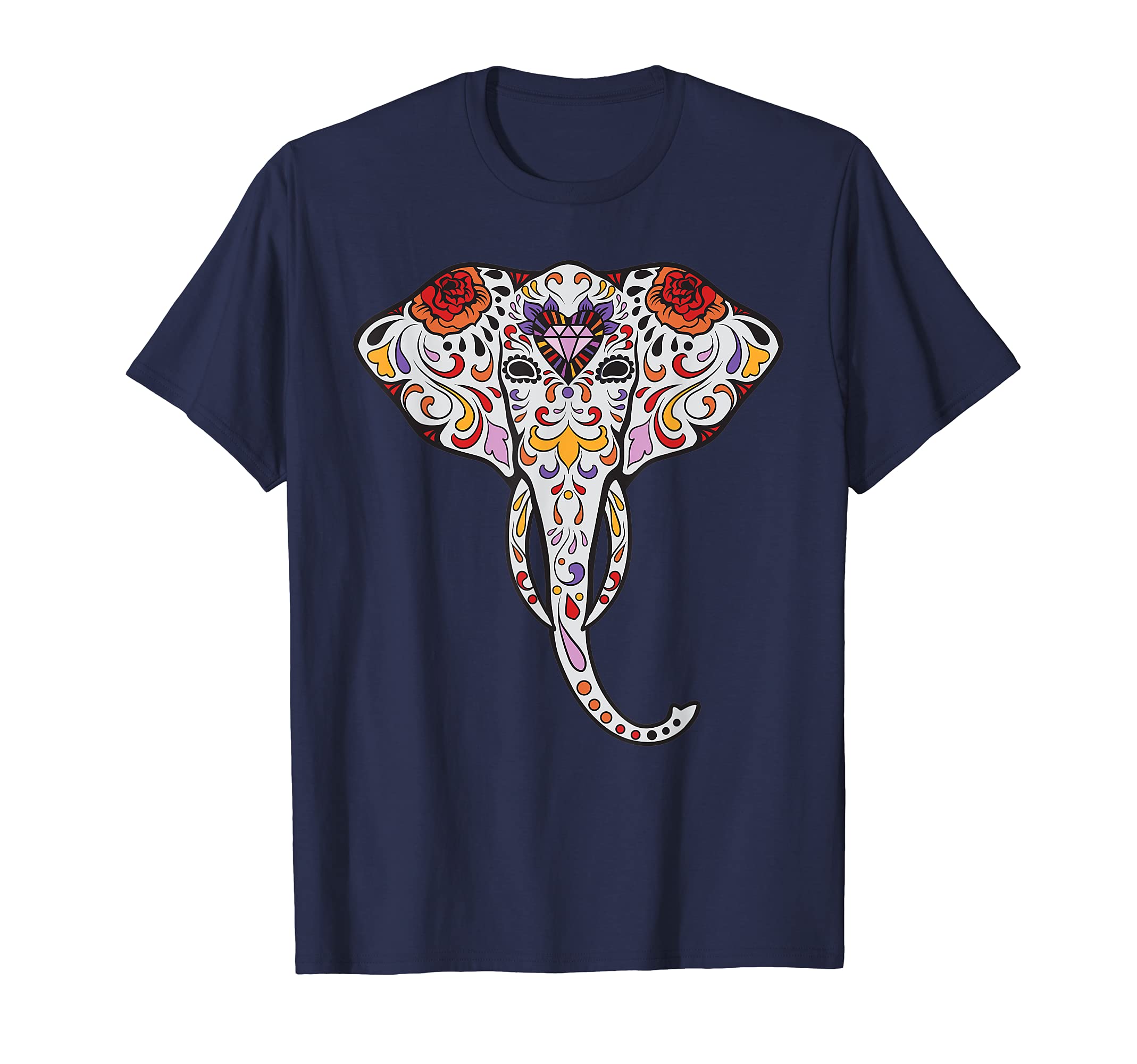Elephant Sugar Skull Design T-Shirt