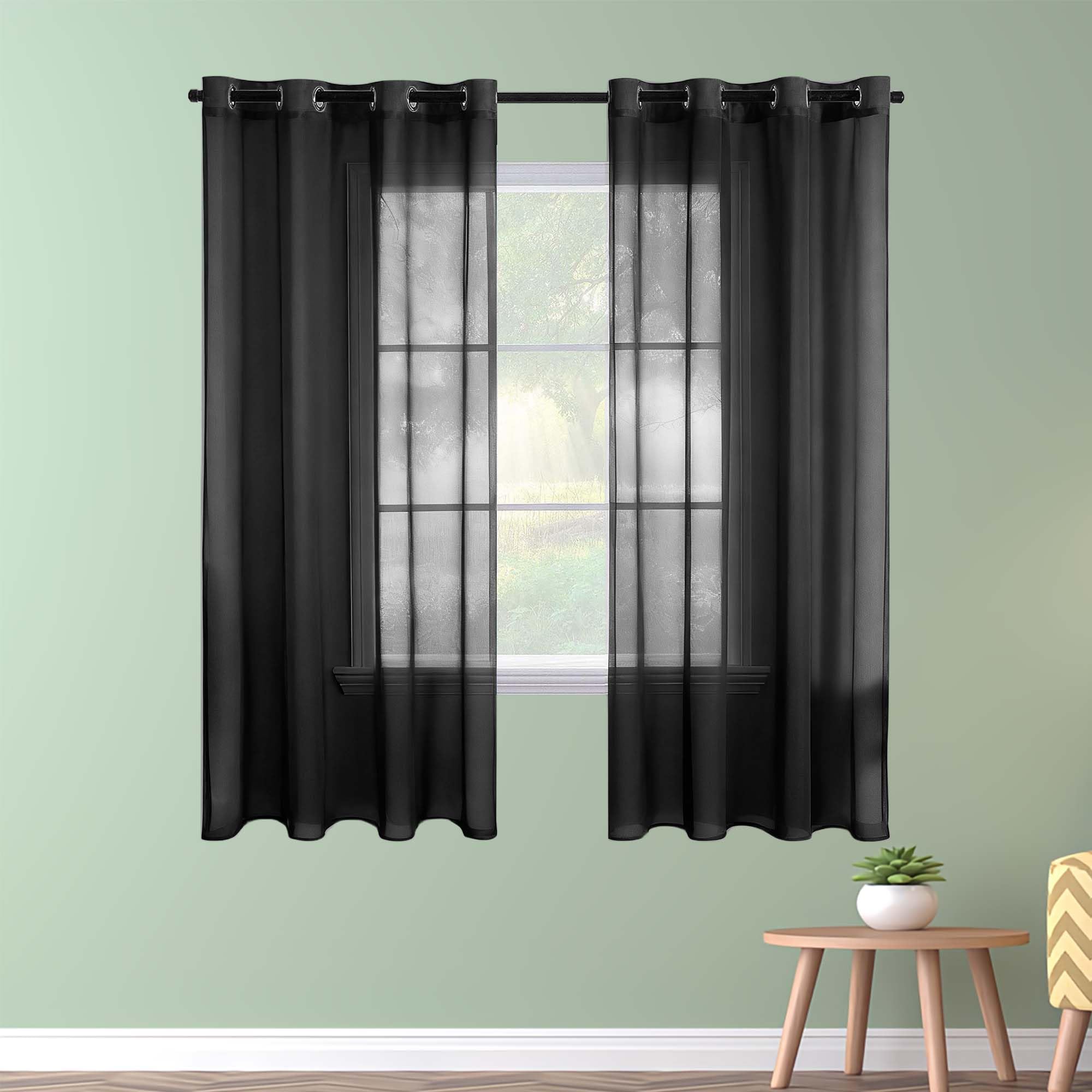 Rideaux voilages transparents hauts de gamme noirs 100 x 270 cm