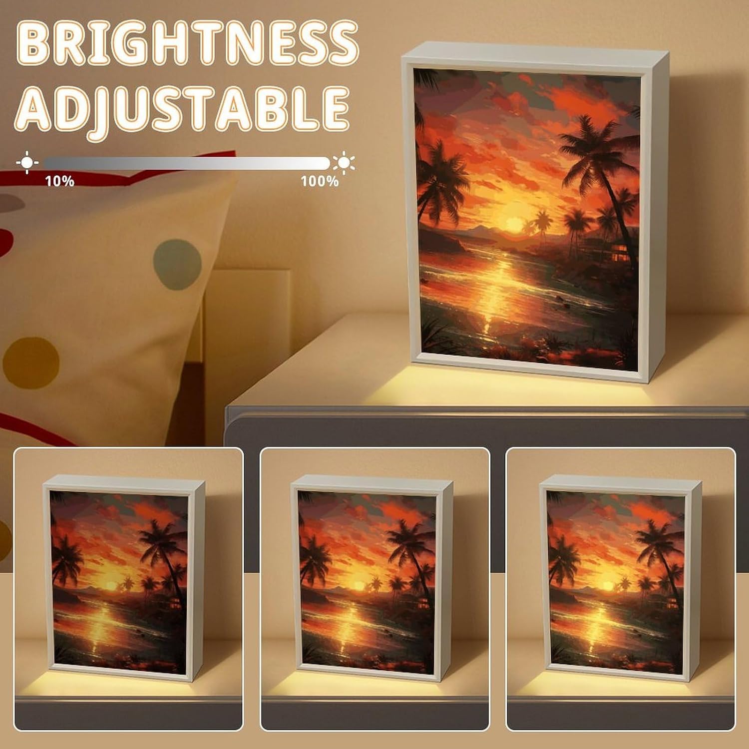 Colorful Tropical Sunset Vanity Mirror with Lights Lighted Makeup Mirror with 3-Color Lighting Dimmable LED Makeup Mirror for Vanity Desk Tabletop Bedroom Dressing Room image 5