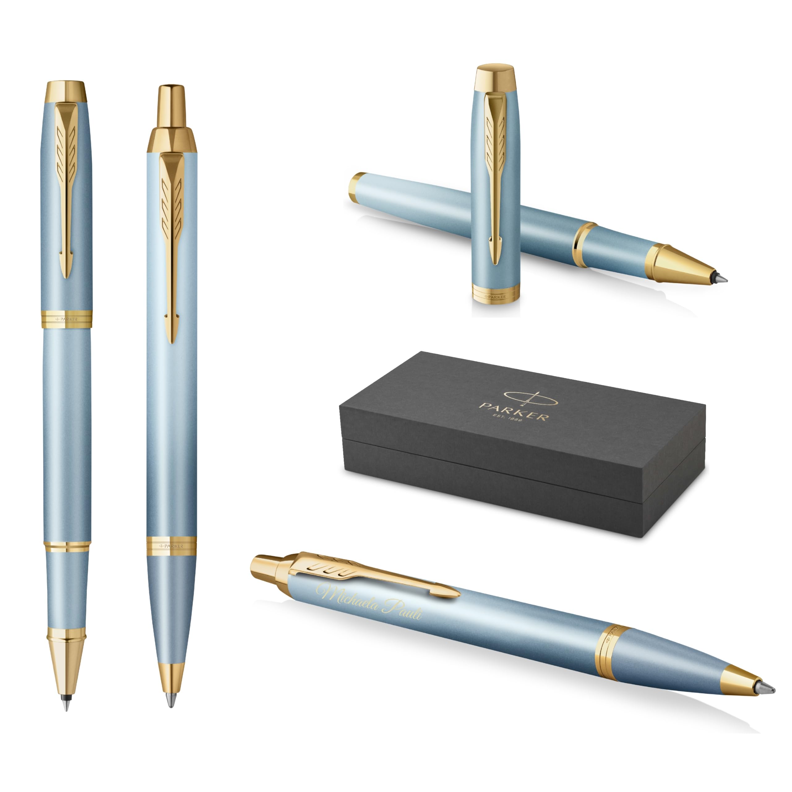 PARKER IM Rituals Turquoise Green Penna roller con incisione, penna premium | confezione regalo | regalo personalizzato | compleanno (verde turchese