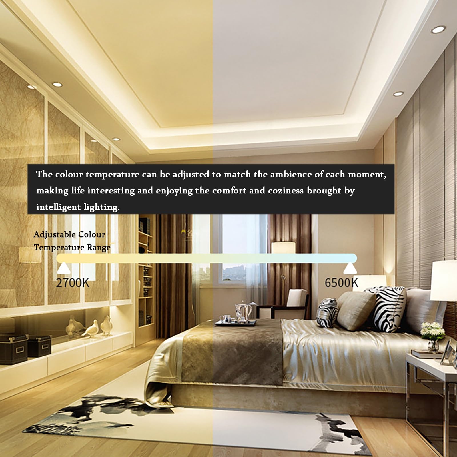 Luces de techo LED for dormitorio, cocina, luz empotrada LED con control remoto, iluminación empotrada inteligente ajustada 2700-6500K, conexión directa Bluetooth Wi-Fi RGBWW LED Downlight, tamaño de