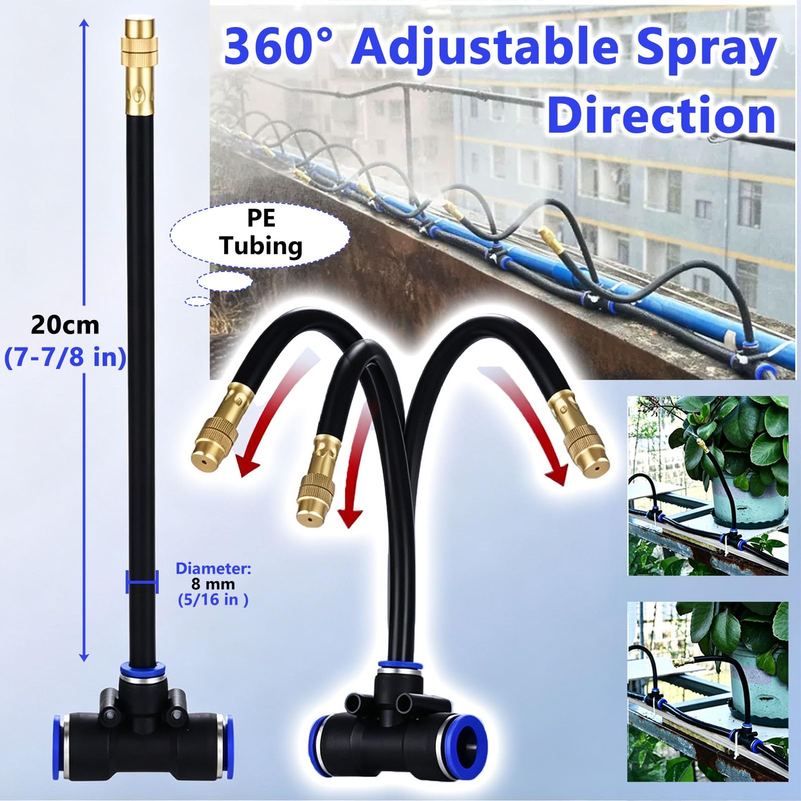 Sistema Di Nebulizzazione Per Serre, Kit Irrigazione Giardino | Irrigazione delle piante, umidificazione, coltivazione di ortaggi, vivai, raffrescamento delle colture(394inch/10m/32.8ft)