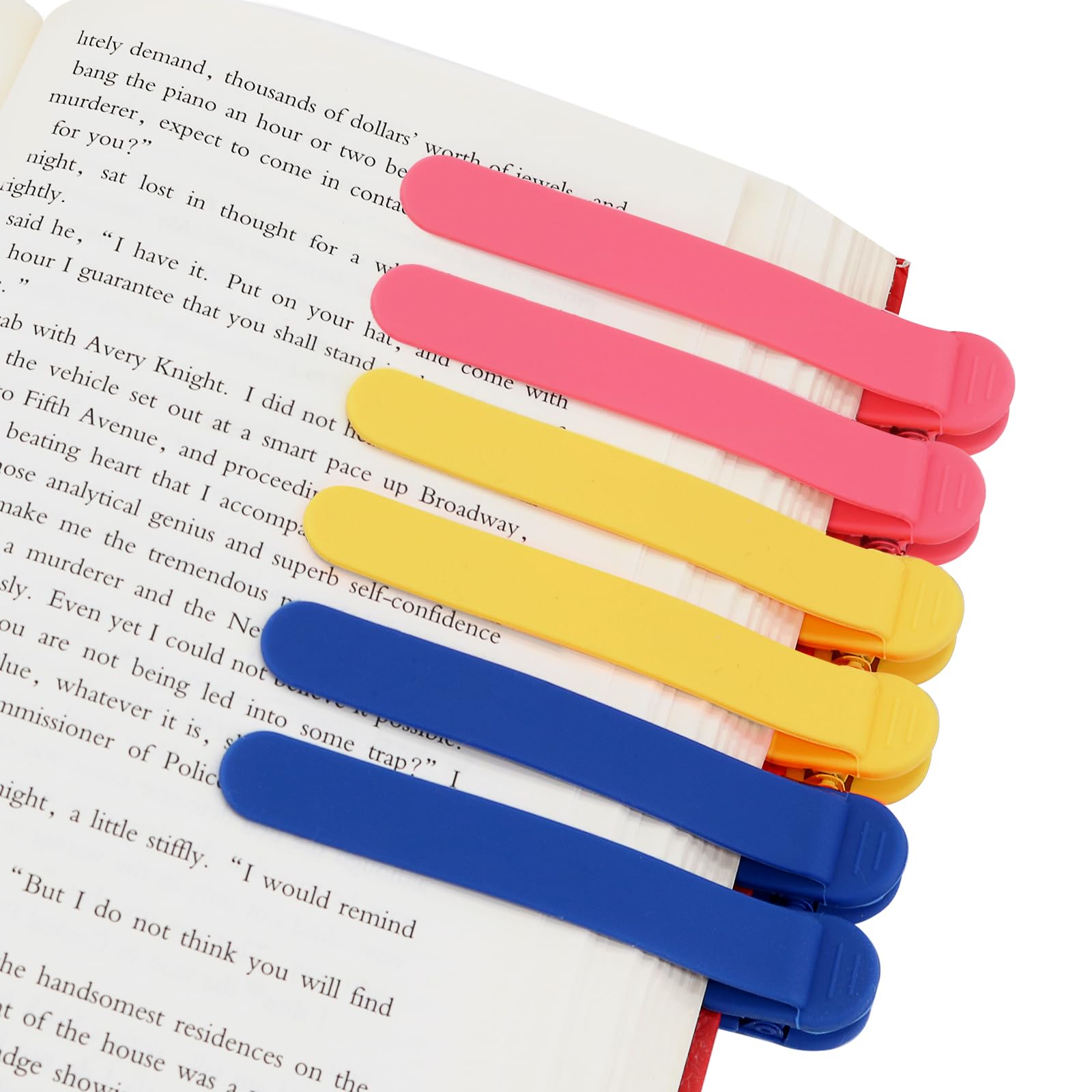 SMUK 6pcs Automatic Bookmark, Silicone Bookmark Page Marker for Reading Women Men Book Lovers, Smart Book Clip Book Marks Book Accessories Gifts