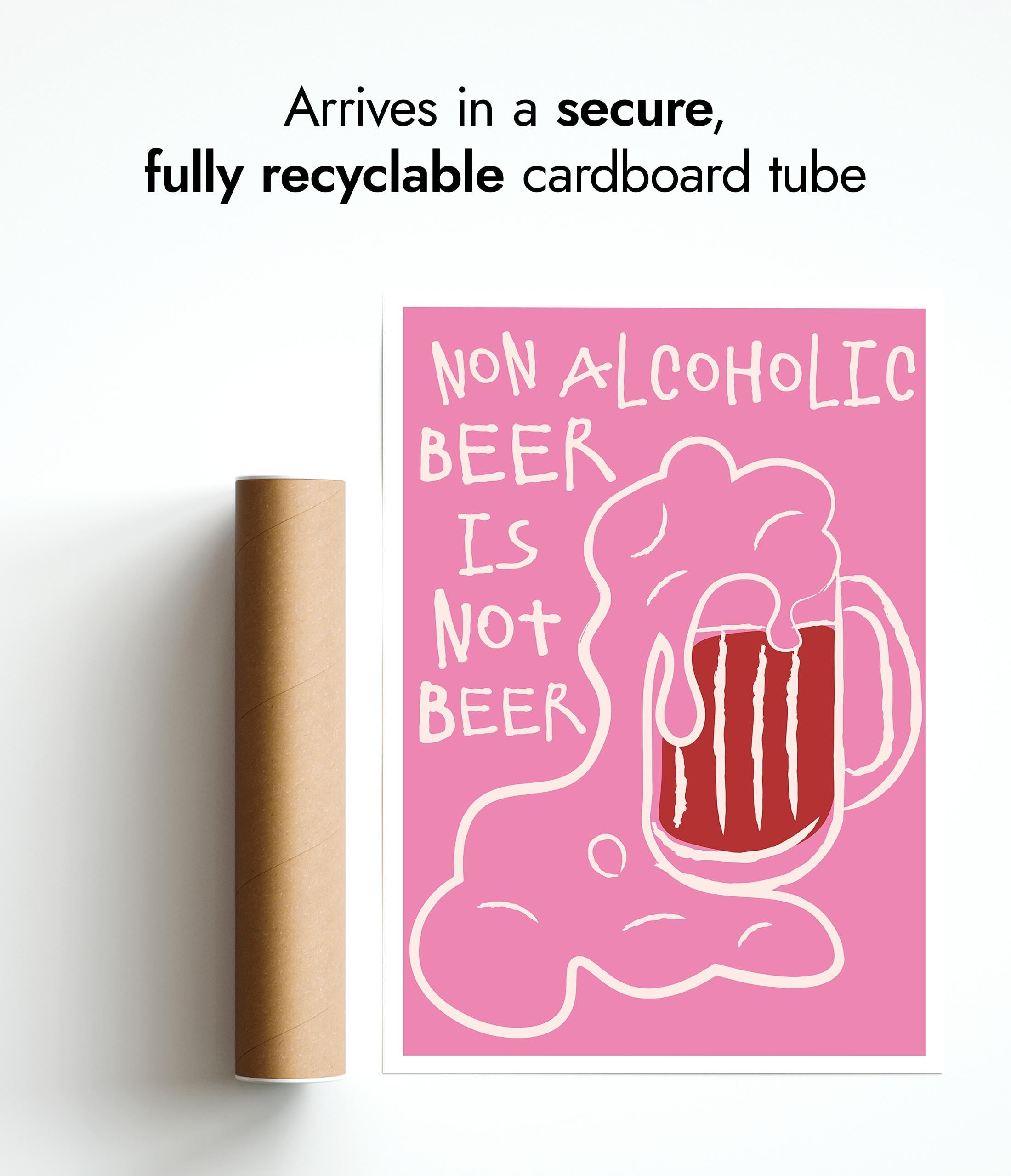 A1 Wanddekoration für Mädchenzimmer, alkoholfreies Bier, Hot Pink, adrett, 84,1 x 59,4 cm