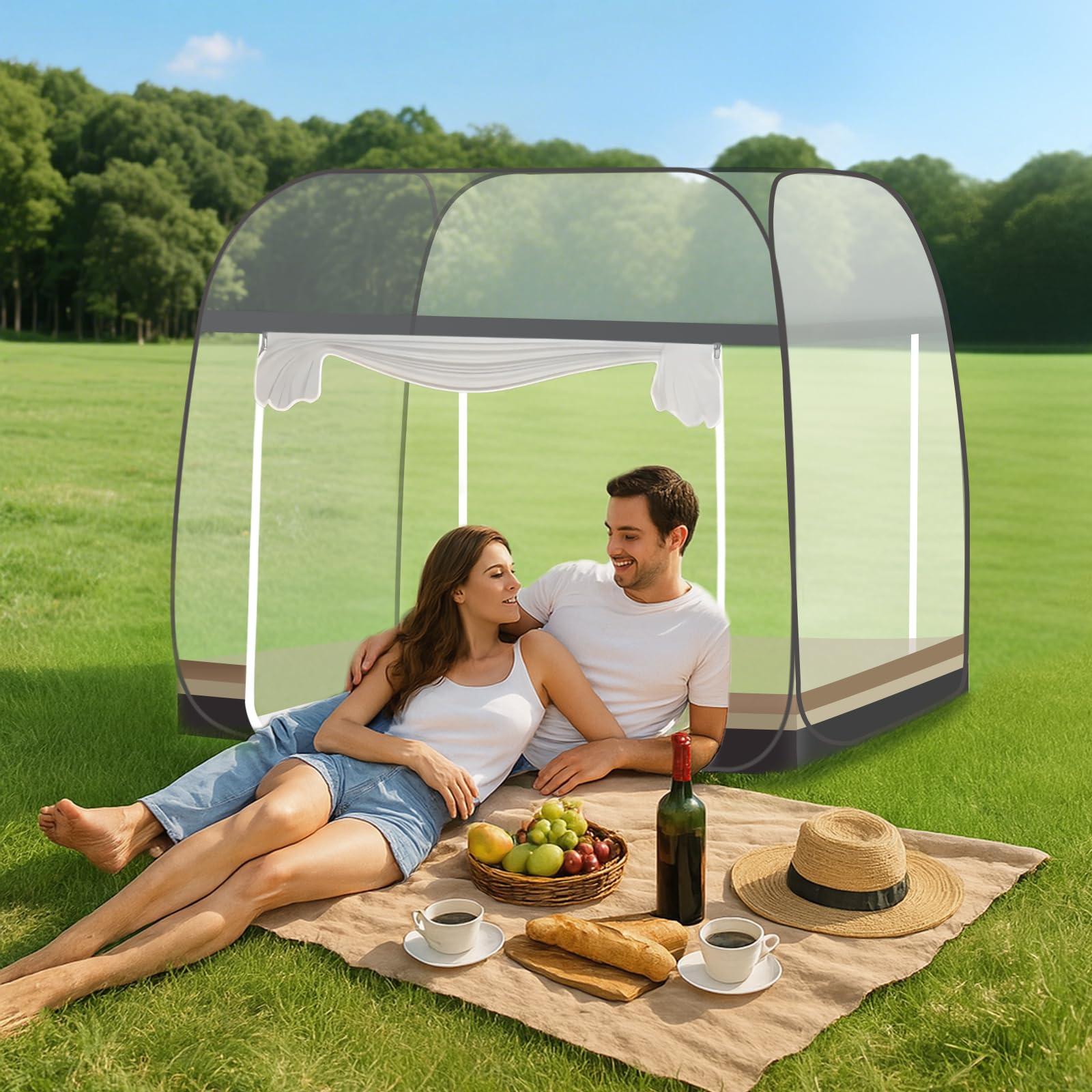 Moustiquaire pour lit,Tente Portable de Voyage Pliable avec Double Porte avec Fond Facile à Installer, Efficace Contre Les Bites de Moustiques pour Chambre, Camping, Voyage (200 * 150 * 150cm)