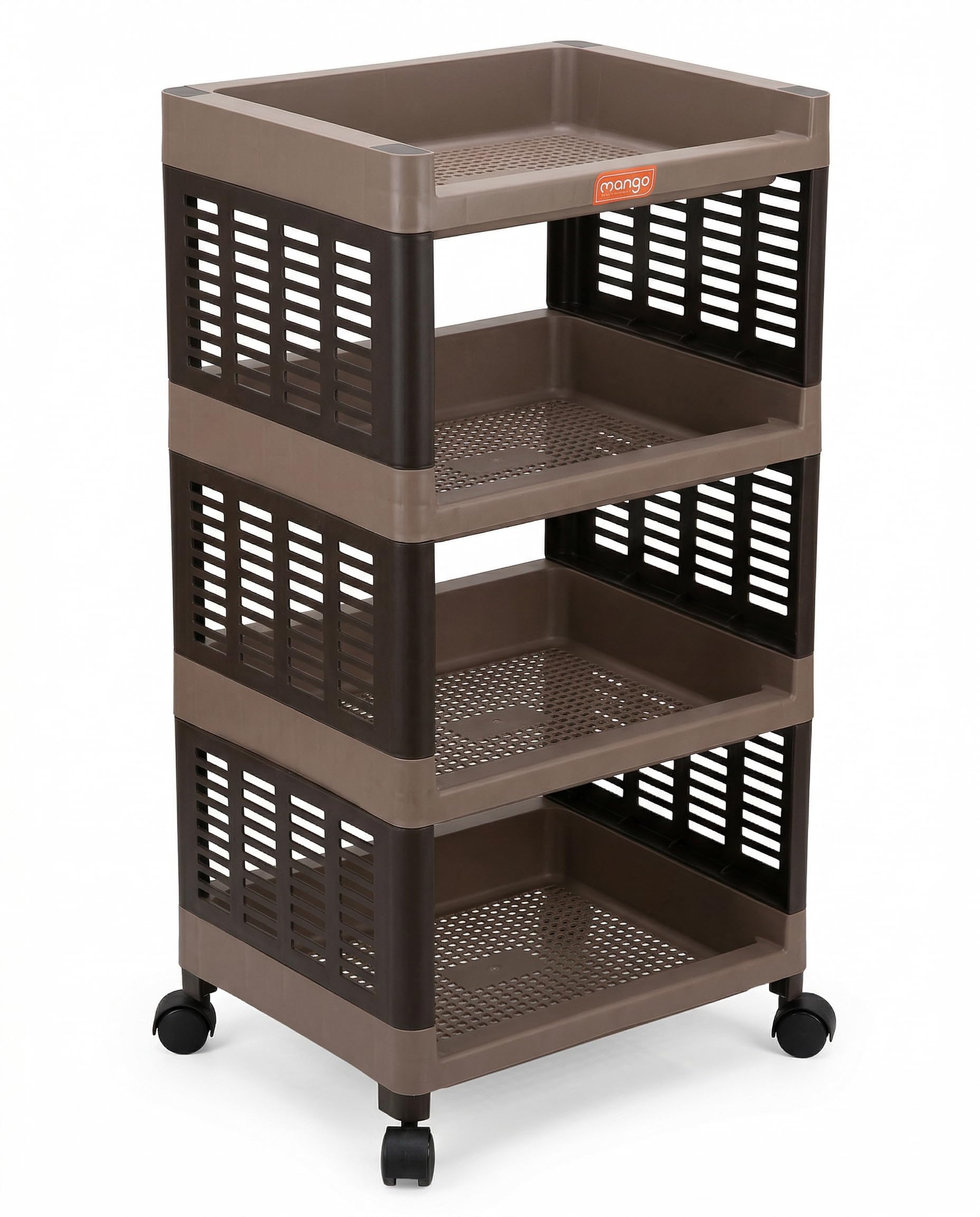 Multi-Purpose Plastic Storage Rack, 4 Tier Heavy Duty Organizer Shelf for Kitchen, Bathroom, Living Room & Office, Durable Rack with 200 kg Load Capacity, 77.5 x 35.5 x 30 cm – Dark Beige-image-10