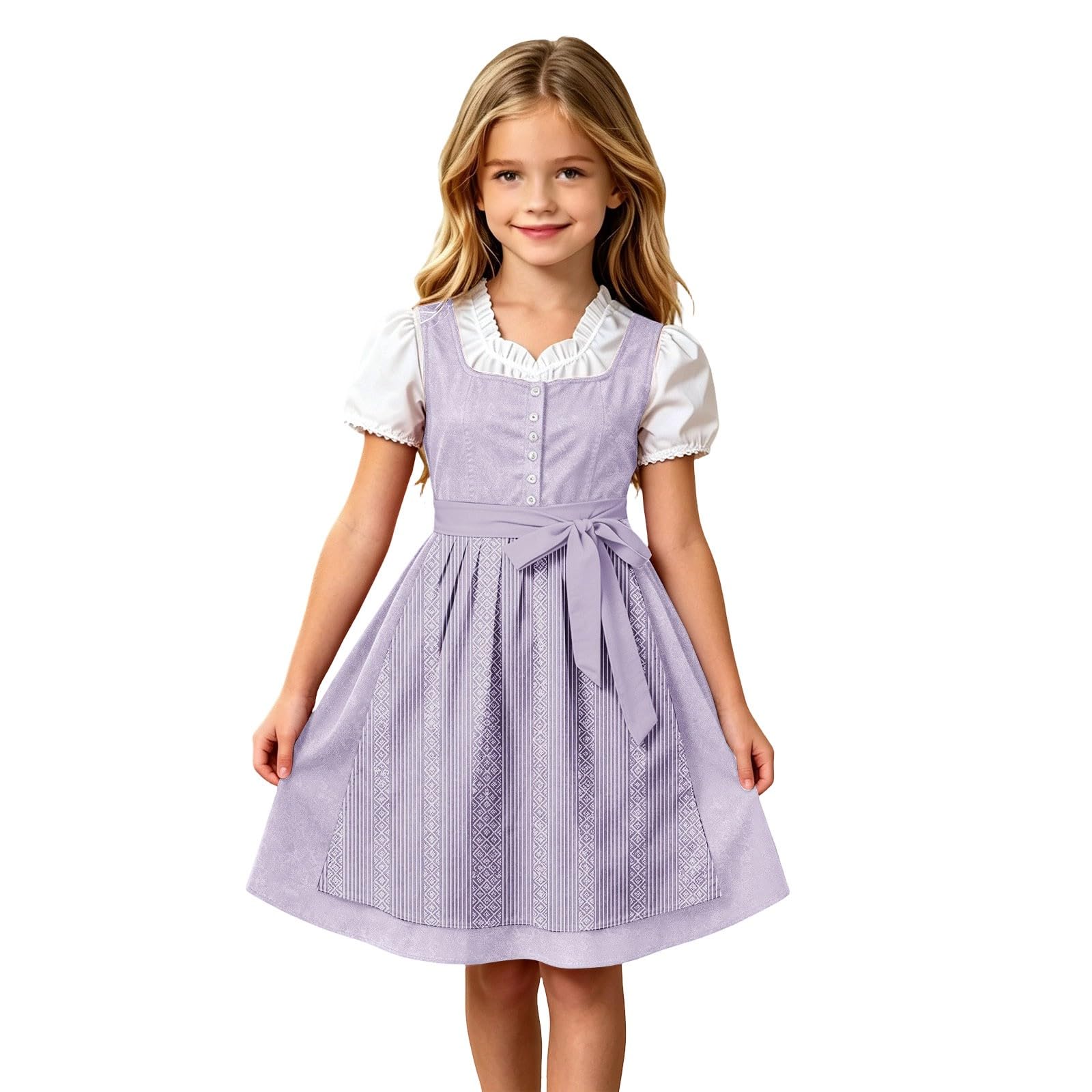 Girls Oktoberfest Costume Bavarian Beer Festival Dirndl Dress with Apron โ image 1