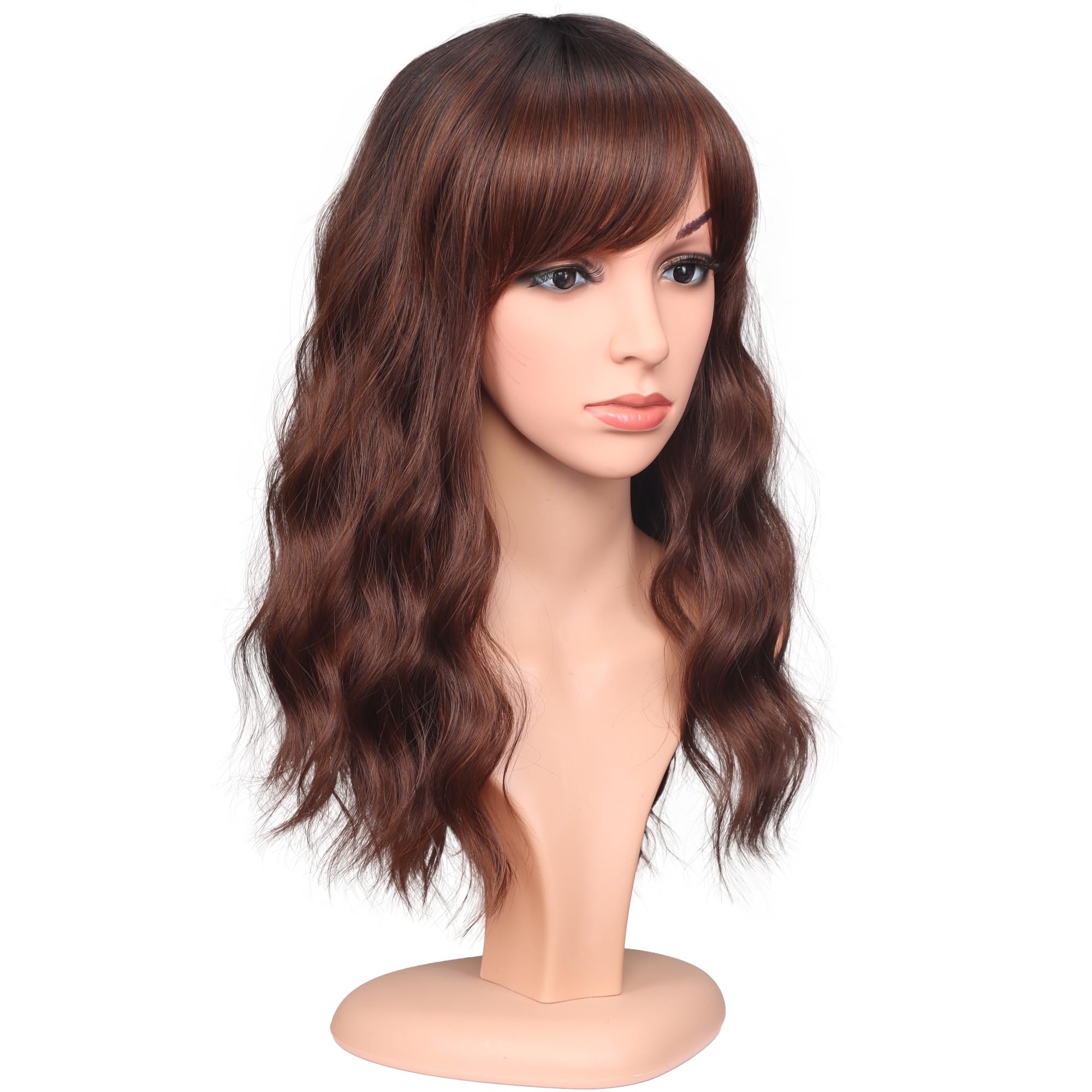 Heat-Resistant Wavy Synthetic Wig with Adjustable Breathable Cap