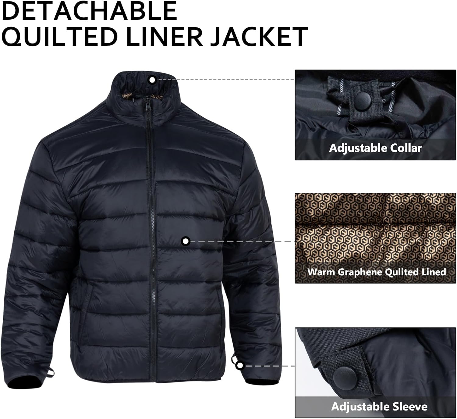 VENDACE 3 in 1 Hi Vis Reflective Safety Jackets for Men Waterproof Class 3 High Visibility Work Jacket with Padded Liner - Image 3