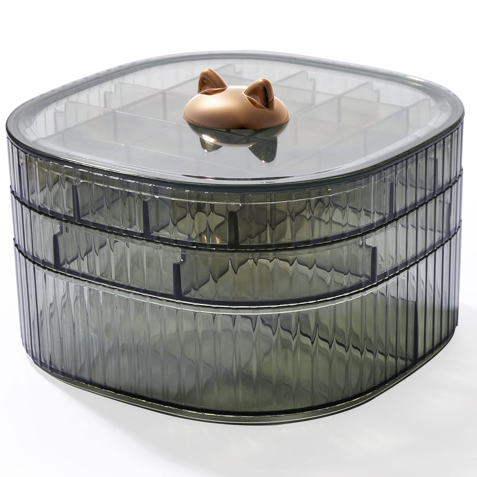 Organizador de aretes, caja de joyería transparente apilable de 3 capas con tapa, organizador de aretes para mujeres y niñas, soporte de exhibición de aretes para aretes, anillos, tachuelas, 8