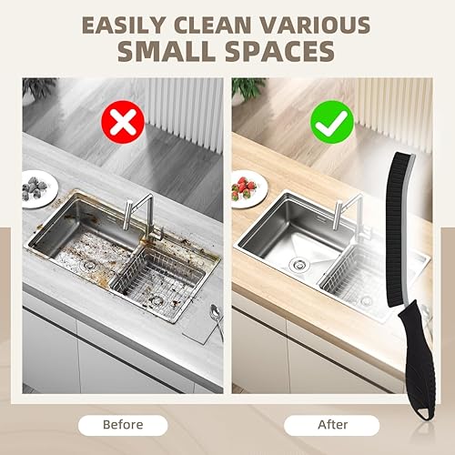 Miniatura 3 de SXHYF Cepillo de limpieza de hendiduras de cerdas duras, cepillo multifuncional de limpieza de huecos, cepillo de limpieza de baño, cepillo de