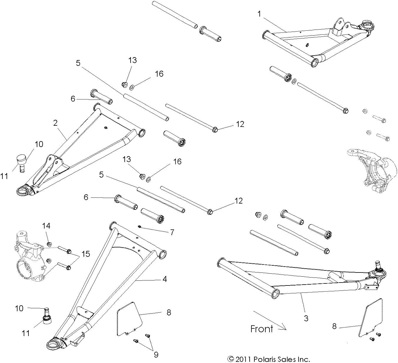 Polaris 1018210-619 Blue Front Right Hand Upper Control Arm RZR 800 S 4 2014