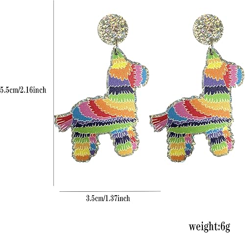 Vista 4 de Cinco De Mayo - Aretes para mujer, coloridos aretes de fiesta de México, aretes colgantes de acrílico de carnaval mexicano, coloridos sombreros