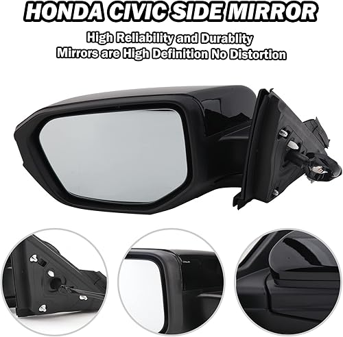 Miniatura 4 de Espejo lateral del conductor compatible con Honda Civic LX SE Sport 2016, 2017, 2018, 2019, 2020, 2021, espejo con cristal eléctrico, sin