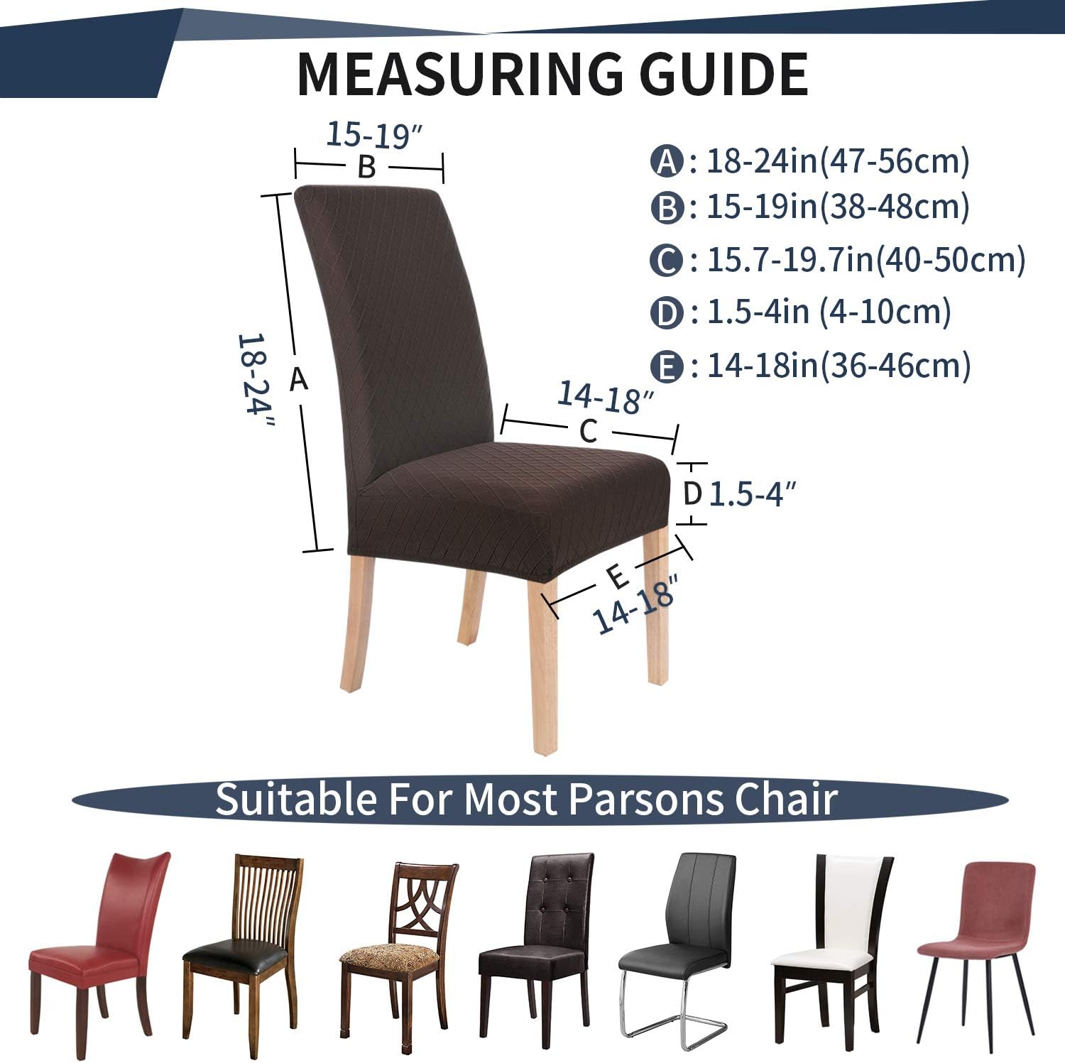 smiry Dining Room Chair Covers Stretch Jacquard Chair Covers for Dining Room Parson Chair Slipcovers, Set of 4, Coffee