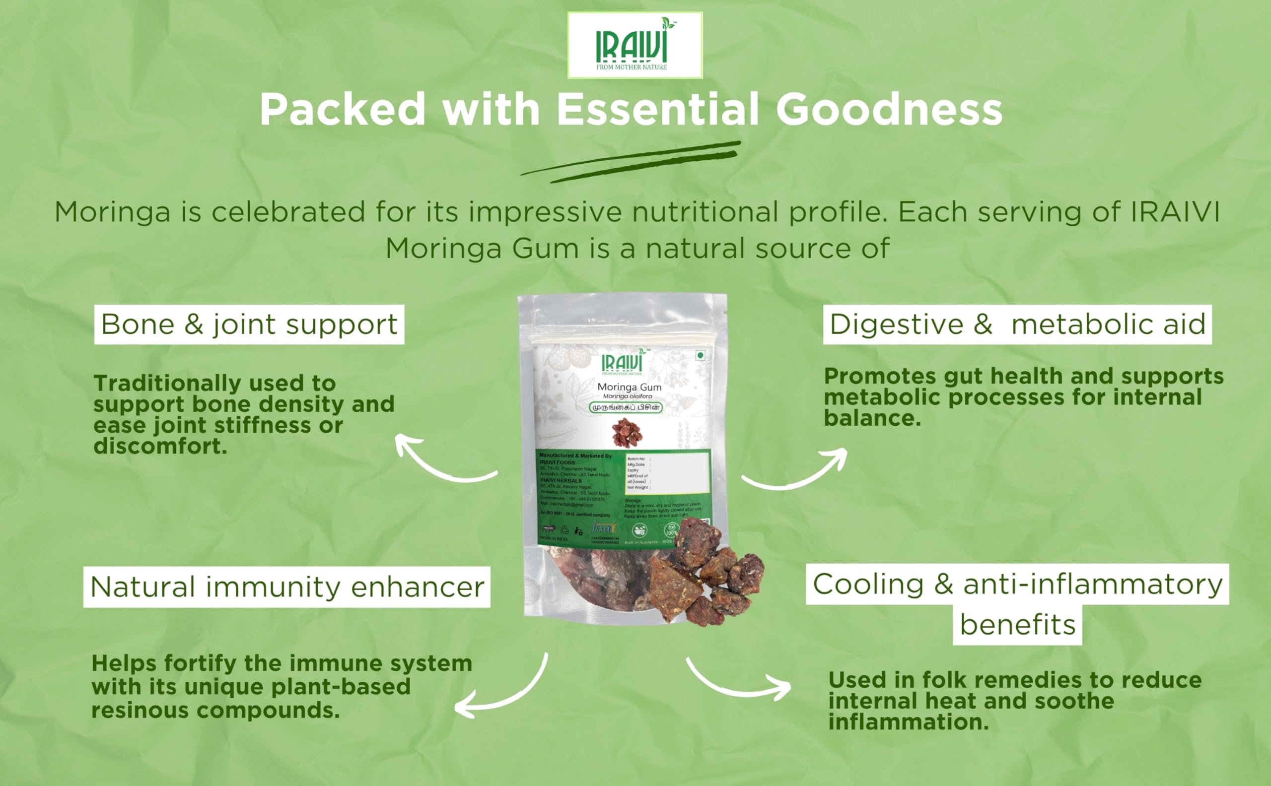 Moringa Gum (Murungai Pisin) 200g | Edible Tree Gum | Natural Cooling Food | Traditional Herbal Resin | Soak & Use for Drinks, Falooda & Summer Wellness | Shigru Gond — Amazon image 7