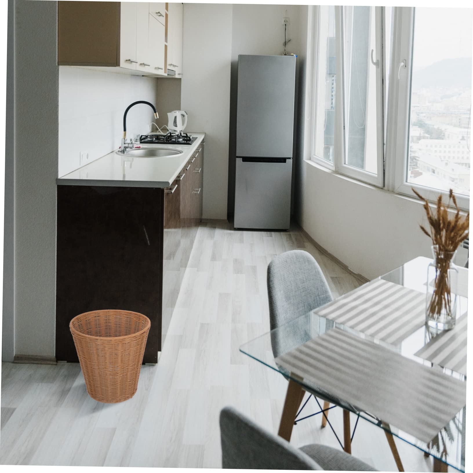 Geflochtener Rattankorb Haushaltskorb Rattan Aufbewahrungskorb Küche Wohnzimmer Vielseitiger Papierkorb Mit Natürlicher Flechtoptik