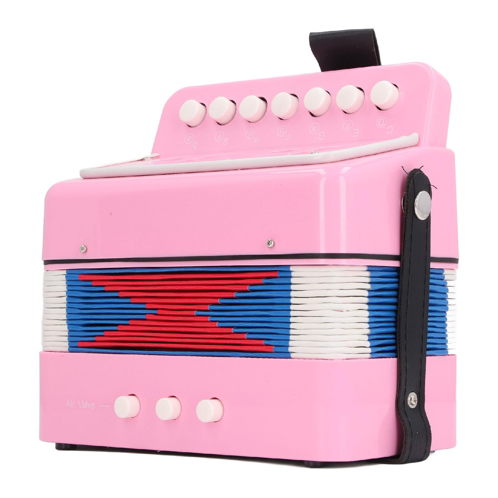 Fisarmonica a Pulsanti 7 Tasti, Rosa, per Principianti e Bambini, Portatile e Facile da Imparare