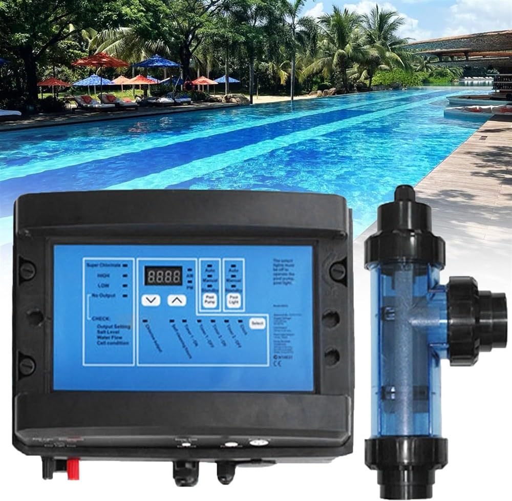 Sistema de cloración de piscinas de agua salada, piscina de agua con clorador de sal de limpieza automática, sistema generador de cloro salino electrolítico for piscina, piscina de spa, 30 g/h ( Size