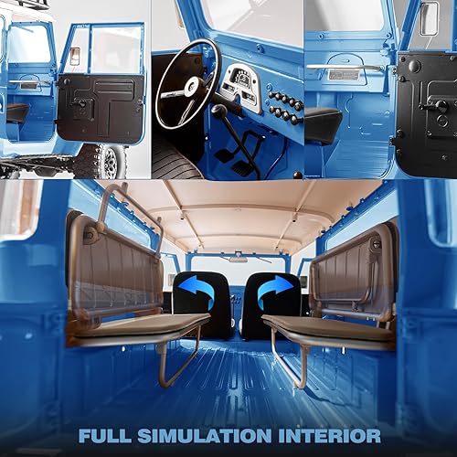 Miniatura 5 de EAZYRC X FMS 110 Toyota Land Cruiser FJ40 RS con camión RC con licencia azul, todo terreno impermeable 4WD 35T 550 Motor RC Crawler para adultos,