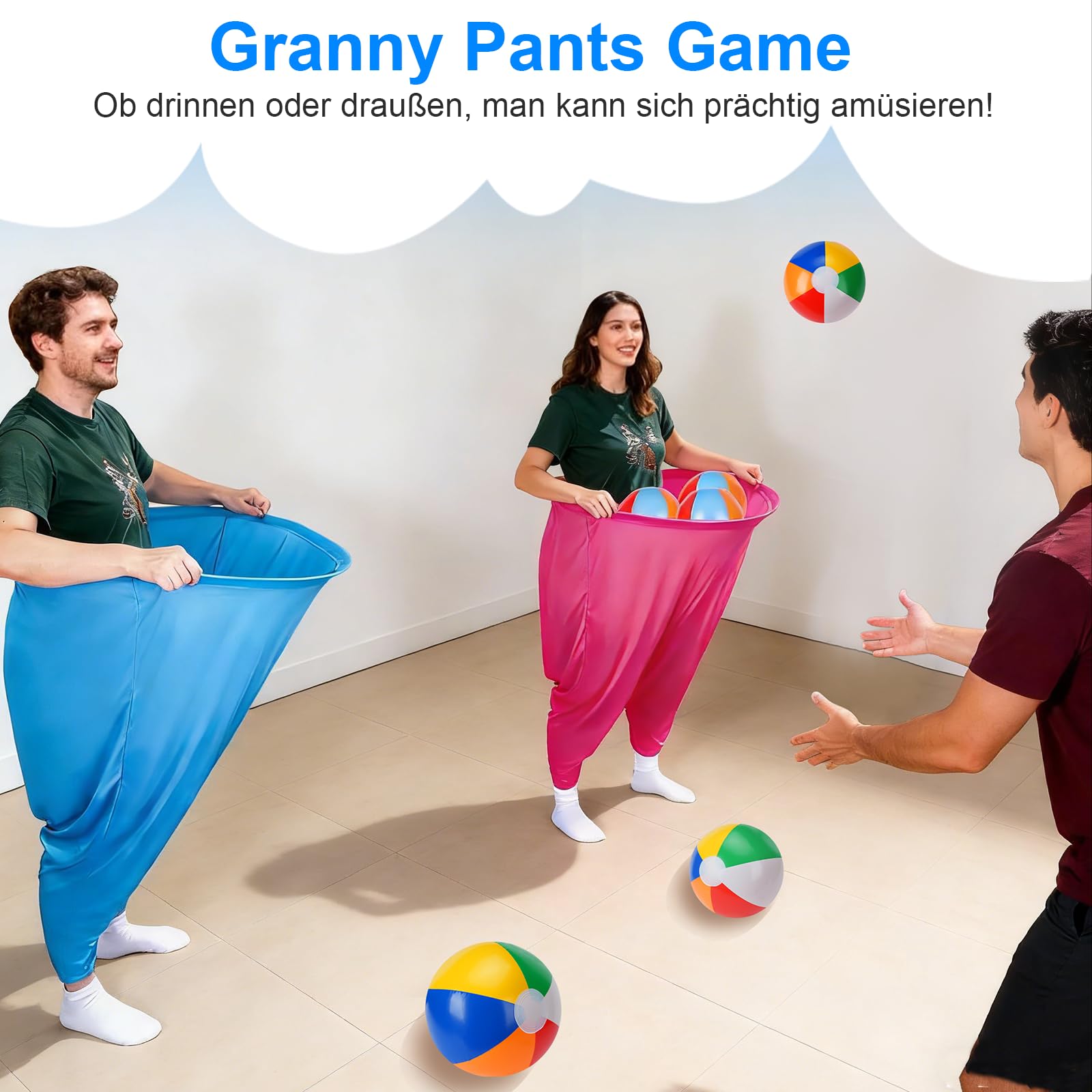 17-teiliges Granny Pants Hof-Spiel für Ostern, 2 übergroße Oma-Hosen-Spiele für draußen 10 Bälle, 2 Pumps, Wurfspiele für Erwachsene im Freien, ideal für Partys, Gartenpartys, Familientreffen