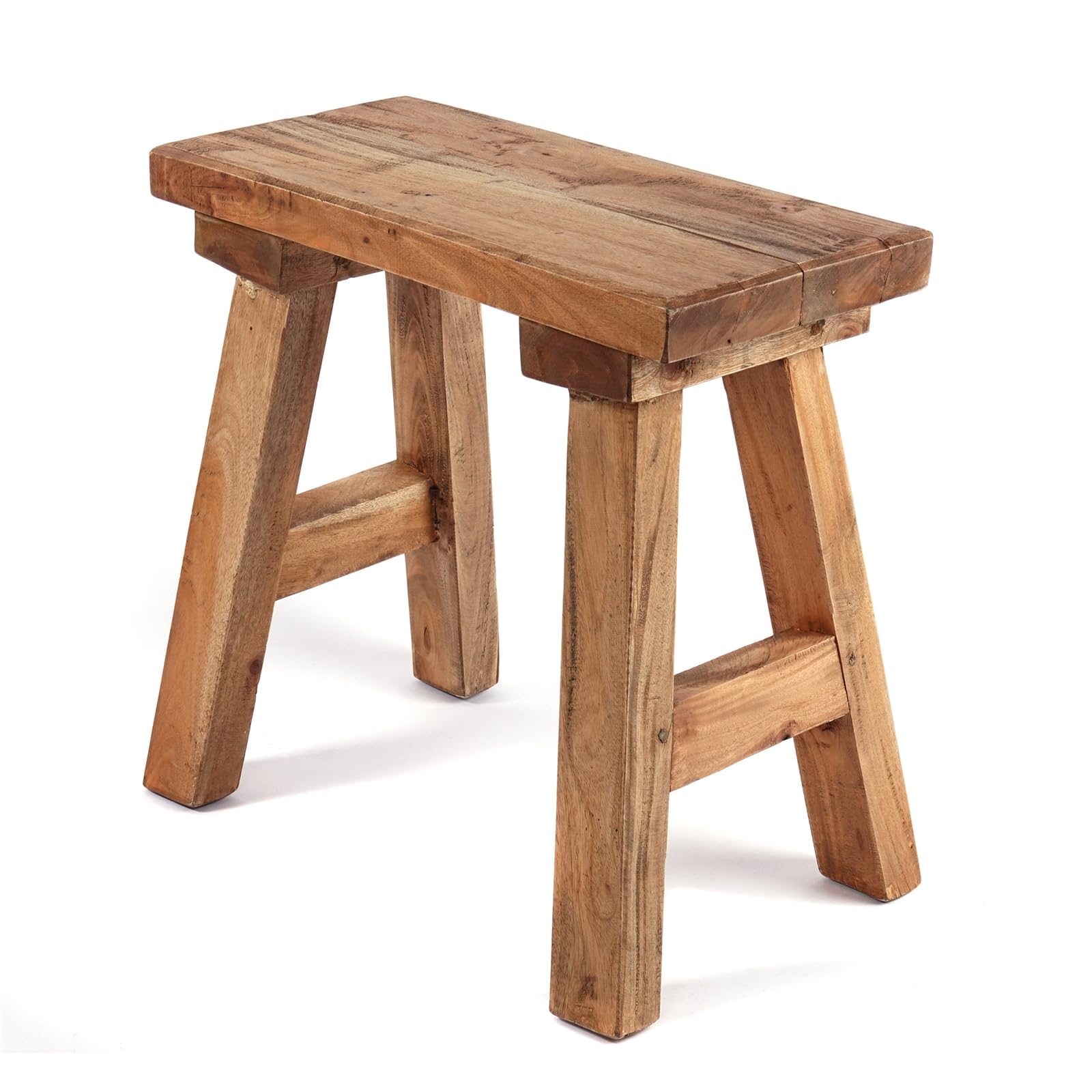 DESIGN DELIGHTS Tabouret en bois Rustico - 52 x 50 cm (H x l) - Acajou et teck - Tabouret d'appoint, tabouret en bois, tabouret pour plantes, fleurs