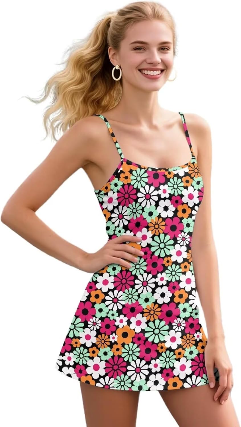 Womens Tennis Dress,Athletic Dress with Built-in Shorts Pockets Golf Outfits for Workout Summer Dresses for Women