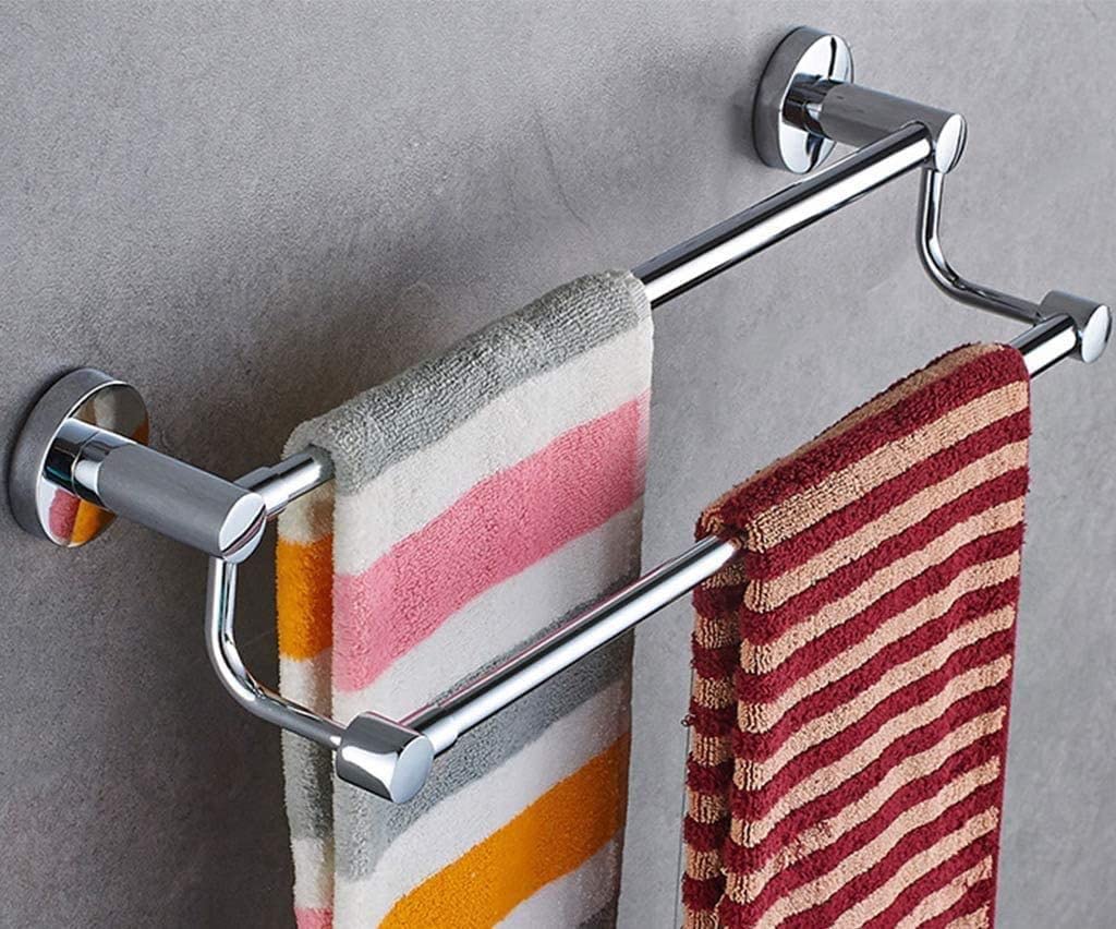 Prettiee Towel rack wall mounted telescopic free adjustment bath towel rack suitable for bathroom toilet hotel pole (Double Pole 30cm)