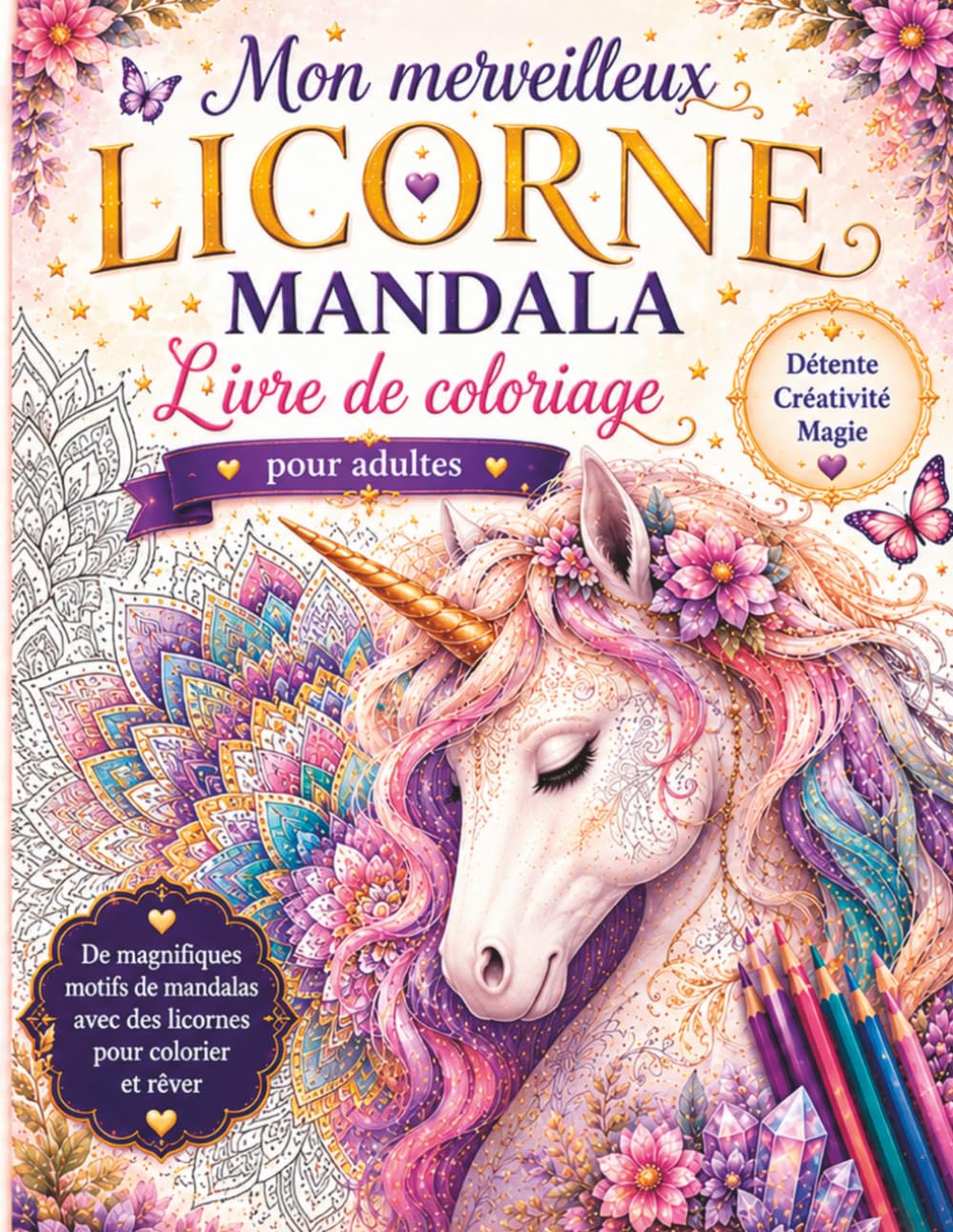 Licornes Enchantées – Livre de coloriage Mandala pour adultes: 50 mandalas magiques de licornes pour se détendre, rêver et se reconnecter à soi-même